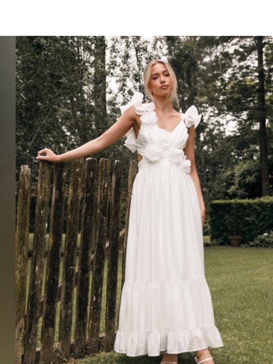 Petal & Pup Dresses & Skirts - Petal & Pup White Floral-Accent Maxi Dress - Women